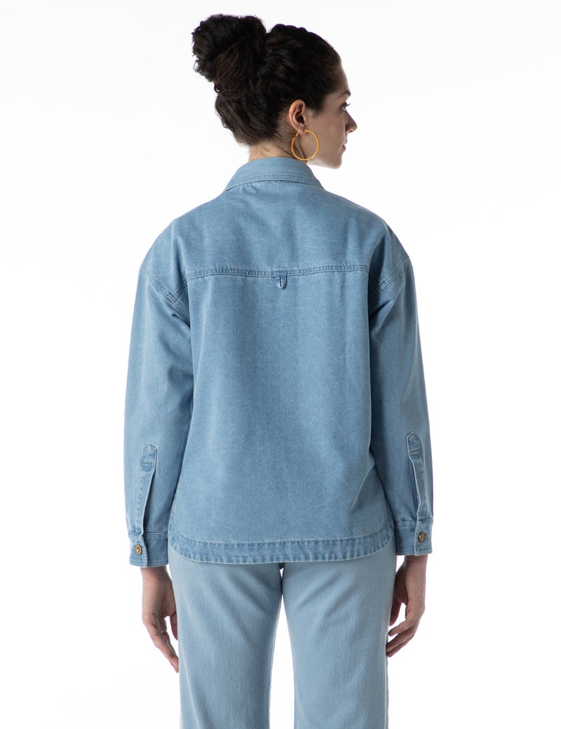 inkd جاكيت نسائي واسع الحجم - مقاس كبير | جيوب الدابل باتش | غسل الإنزيم | جاكيت للنساء - Image 3